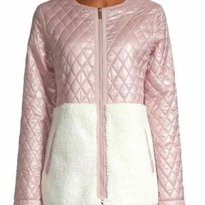 Calvin Klein Light Pink Quilted Puffer with Cream Fleece